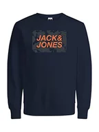Bluzy męskie - JACK & JONES Męska bluza Jcolauge Sweat Crew Neck FST, granatowy blezer, S - miniaturka - grafika 1