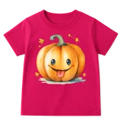 Koszulki dla dziewczynek - Fuksjowa koszulka dla dziewczynki z dynią - WZÓR DYNIA66 - miniaturka - grafika 1