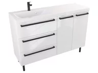 Szafki łazienkowe - Szafka Stojąca Z Umywalką ATH 120 cm SD Lewa - Biały Wysoki Połysk - Uchwyty Czarne Matowe - miniaturka - grafika 1