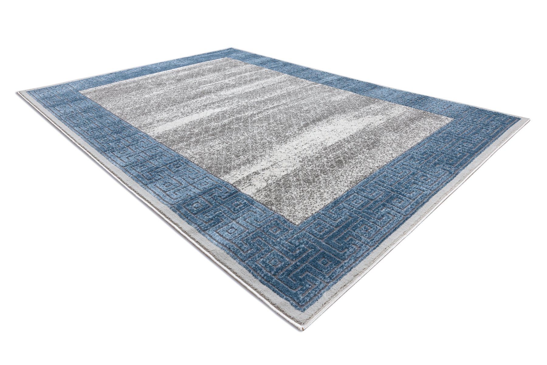 Dywan NOBLE nowoczesny 1512 68 Ramka, grecki vintage przecierany - Strukturalny, dwa poziomy runa krem / niebieski beżowy 140x190 cm