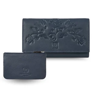 Portfel damski skórzany z kwiatowym wzorem t-45-db etui na klucze t-51-ndb ze - Portfele Portfel damski skórzany z kwiatowym wzorem t-45-db etui na klucze t-51-ndb ze - Portfele - miniaturka - grafika 1