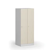 Szafki BHP - Szafa ubraniowa obniżona, 2-drzwiowa, 1500 x 600 x 500 mm, zamek cylindryczny, drzwi laminowane, brzoza - miniaturka - grafika 1