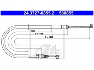 ATE LINKA HAMULCA 24.3727-0855.2 PEUGEOT 207 1.6 16V 120KM 07 - Linki hamulca postojowego - miniaturka - grafika 1