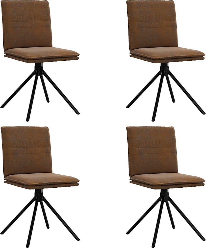Krzesła stołowe, 4 szt., brązowe, sztuczna skóra zamszowa