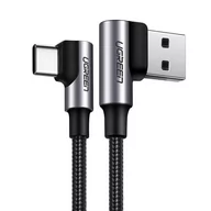 Kable USB - UGREEN kątowy kabel przewód USB - USB Typ C Quick Charge 3.0 QC3.0 3 A 2 m szary (US176 20857) - 2 US176 20857 - miniaturka - grafika 1