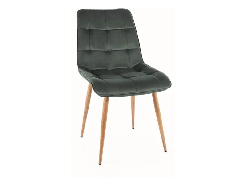 Krzesło tapicerowane do jadalni CHIC D VELVET zielone/dąb SIGNAL