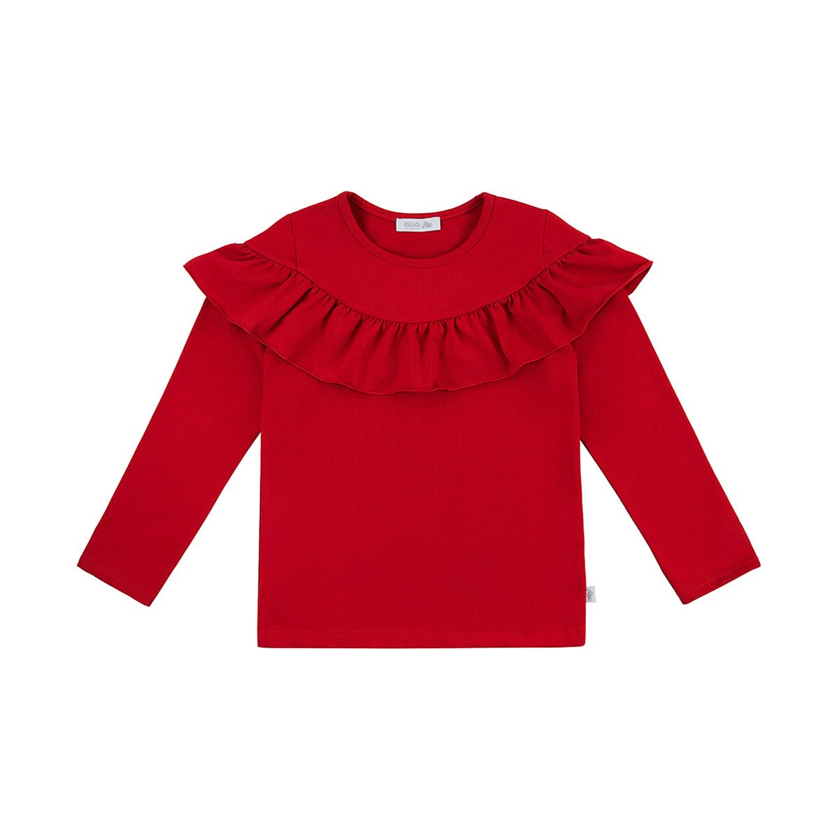 Bluzka z falbanką, długi rękaw czerwona 92