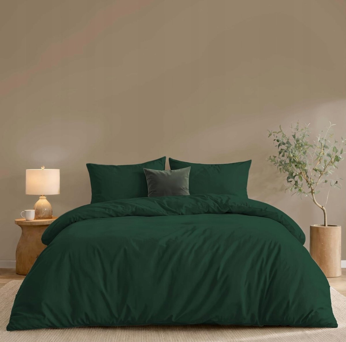 POŚCIELI KOMPLET 240X220CM 2 POSZEWKI 50X80CM MIKROFIBRA ZIELONA