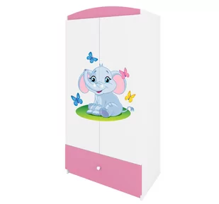 Szafa dwudrzwiowa do pokoju dziecka, Babydreams, 90 cm, słonik, różowa - Szafy i szafki dla dzieci - miniaturka - grafika 1