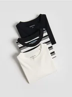 Majtki dla dzieci - Reserved - Bawełniany longsleeve 3 pack - złamana biel - miniaturka - grafika 1