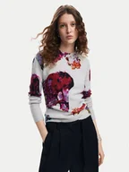 Swetry damskie - Desigual Sweter Maxflower 24WWJF53 Szary Regular Fit - miniaturka - grafika 1