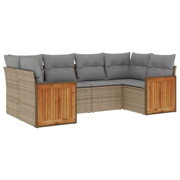 Zestaw mebli ogrodowych modułowych - beżowy, rattan PE, 62x62x69 cm