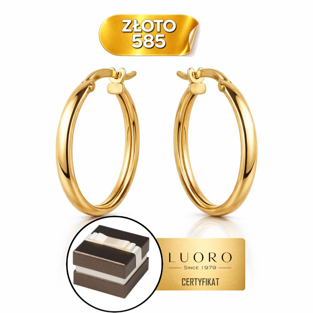 KOLCZYKI ZŁOTE 585 14K KÓŁKA 27 MM NA ANGIELSKIM ZAPIĘCIU ELEGANCKIE