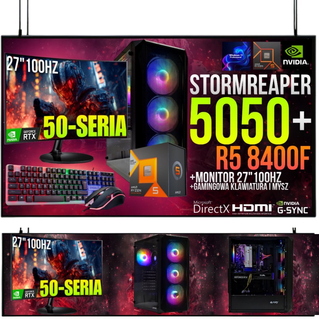Komputer Adronix ZESTAW STORMREAPER R5 8400F/32GB/RTX5050/1TB SSD/W11/27