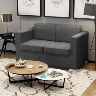 vidaXL 2 osobowa sofa tapicerowana ciemnoszara 243583 - Sofy i kanapy - miniaturka - grafika 1