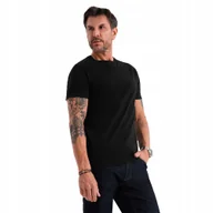 Koszulki męskie - Klasyczny t-shirt męski basic 100% bawełna czarny Ombre OM-TSBS-0236 V1 XL - miniaturka - grafika 1
