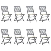 Fotele i krzesła ogrodowe - vidaXL Składane krzesła ogrodowe z poduszkami, 8 szt., drewno akacjowe! 3078292 - miniaturka - grafika 1