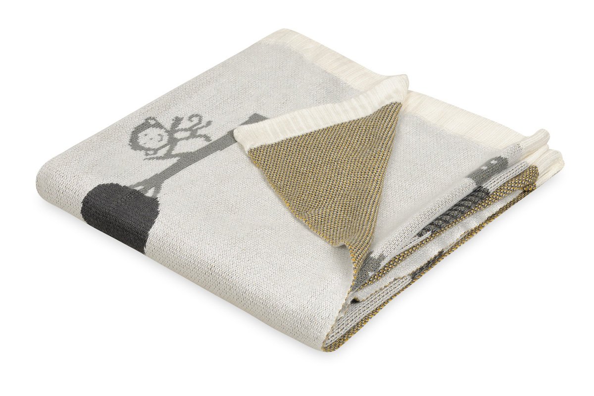 Kocyk bambusowy 80x100 Pattern ecru szary zwierzęta BabyMatex