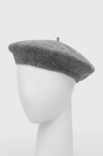 Czapki damskie - Only beret wełniany kolor szary wełniany - grafika 1