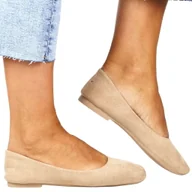 Baleriny - DAMSKIE BALERINY EVENTO 1031 BEŻOWE ZAMSZ - miniaturka - grafika 1