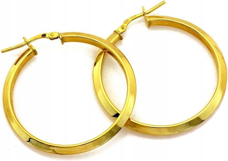 Kolczyki srebrne 925 angielskie pozłacane koła 38mm modny wzór dla kobiet