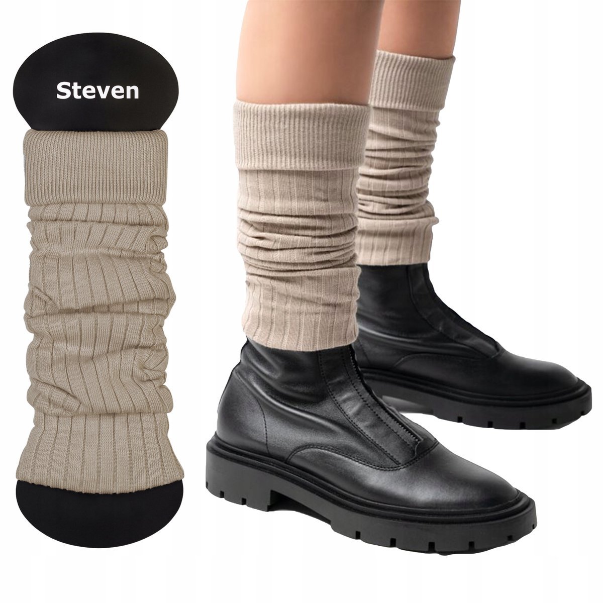 STEVEN MŁODZIEŻOWE CIEPŁE BAWEŁNIANE OCIEPLACZE DAMSKIE GETRY UNISIZE