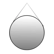 Lustra - Okrągłe lustro ścienne 80 cm wiszące na pasku nowoczesne czarna rama ModernHome - miniaturka - grafika 1