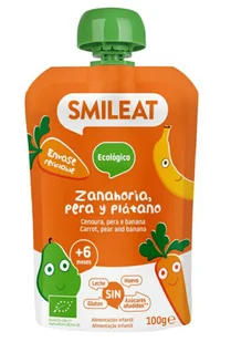 Smileat saszetka gruszka, marchewka, banan 6M+, BIO, 100 g - Dania dla dzieci - miniaturka - grafika 1