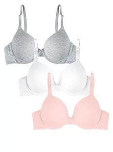 Fruit of the Loom Damski biustonosz z krótkim rękawem, różowy/biały/szary Heather, 75A (opakowanie 3 szt.) - Biustonosze - miniaturka - grafika 1