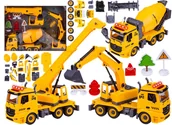 Modele do sklejania - SAMOCHODY BUDOWLANE 3w1 do skręcania złożenia Betoniarka Koparka Dźwig - miniaturka - grafika 1