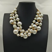 Inne - TEMU 1 szt. Imitacja Perły 3-Warstwowy Naszyjnik na obojczyk Modny Temperament Retro Geometryczny Trójwymiarowy Elegancki Seksowny Koralikowy - miniaturka - grafika 1