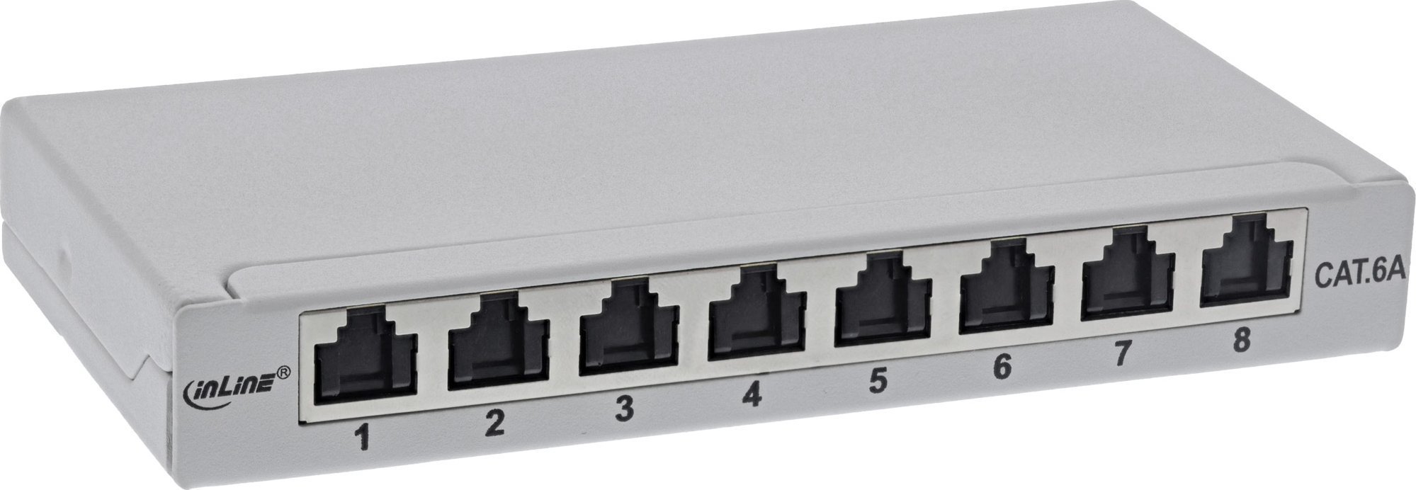 InLine InLine® Patch panel Cat.6A 0.5U 8-port, for table/wall/rail, with dust protection, grey 76818A