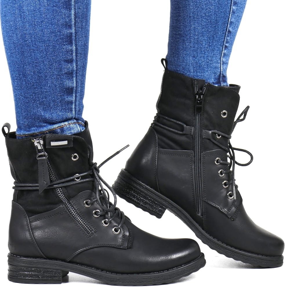 Damskie Botki Workery Trapery Evento 3068 Czarne