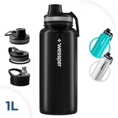 Termosy - Wessper ActiveMax Steeline Butelka Termiczna, Termos 1L w kolorze czarnym - miniaturka - grafika 1