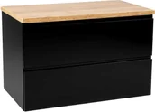 Szafki łazienkowe - Szafka łazienkowa 60x50 cm wisząca czarny połysk z blatem Modus - miniaturka - grafika 1
