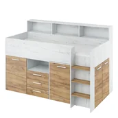 Łóżka dla dzieci i młodzieży - Łóżko Piętrowe Neo Prawe Craft Biały / Craft Złoty MebloCross - miniaturka - grafika 1