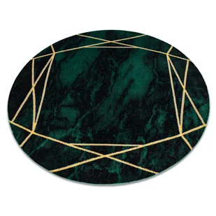 Dywan EMERALD ekskluzywny 1022 koło - glamour, stylowy marmur, geometryczny butelkowa zieleń / złoty, koło 200 cm - Dywany - miniaturka - grafika 1