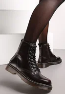 Botki damskie - Czerwone Botki Workery na Grubej Podeszwie Inroca - miniaturka - grafika 1