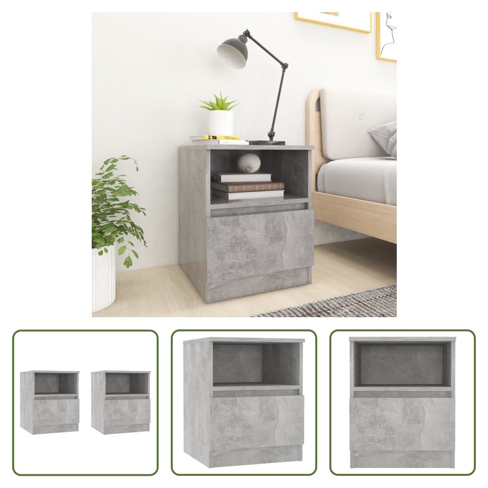 The Living Store Szafki nocne 2 szt. Beton szary 40x40x50 cm Materiał drewnopochodny