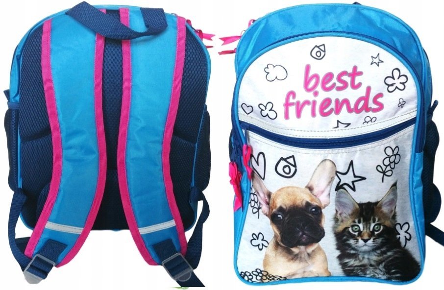 PASO PLECAK SZKOLNY #WOW PIES KOT BEST FRIENDS 3-KOMORY BLUE NA PREZENT