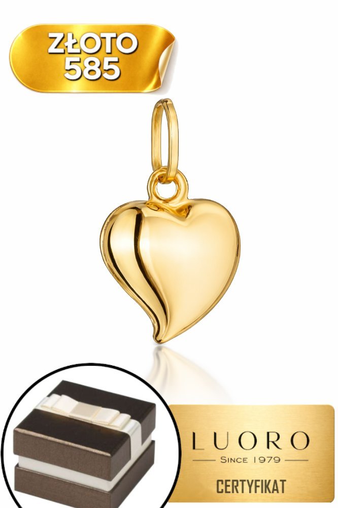 ZAWIESZKA ZŁOTA 585 14K GŁADKIE FINEZYJNE SERDUSZKO 1,39 CM ELEGANCKA