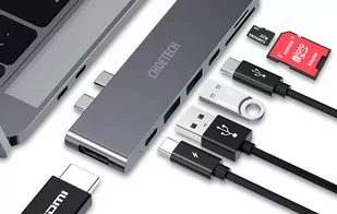 Stacja dokująca Choetech HUB-M14 do Macbook Pro, 7-in-2 USB-C, Thunderbolt 3  (srebrna) - Ładowarki do telefonów - miniaturka - grafika 4