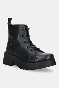 Fly London workery skórzane METZ788FLY damskie kolor czarny na płaskim obcasie P144788009 - Botki damskie - miniaturka - grafika 1