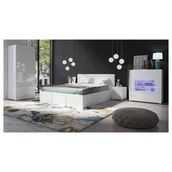 Inne meble do sypialni - Zestaw Mebli do Sypialni 19 Calabrini Calabrini GIB Meble Biały Mat / Biały Połysk, Czarna Ekoskóra - miniaturka - grafika 1