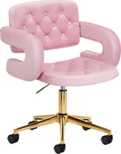 Krzesła - Activeshop 4Rico Krzesło obrotowe QS-OF213G aksamit różowe - miniaturka - grafika 1