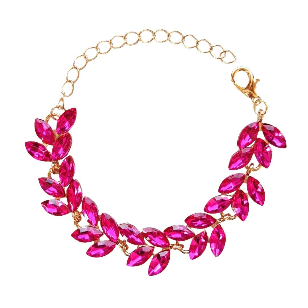 ZŁOTA bransoletka fuksjowa różowa regulowana ELEGANCKA na bal damska