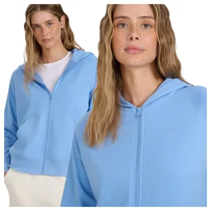 Bluza dresowa rozpinana z kapturem damska 4F 4FWMM00TSWSF1763-32S Niebieski Roz. XS - Bluzy damskie - miniaturka - grafika 1
