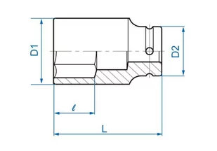 NASADKA DŁUGA UDAROWA 3/4" 33mm x 90mm, 6-kąt. King Tony - Klucze i nasadki - miniaturka - grafika 1