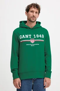 Gant bluza męska kolor zielony z kapturem z nadrukiem 2067042 - Bluzy męskie - miniaturka - grafika 1