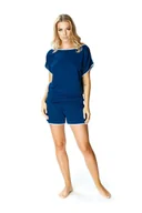 Piżamy damskie - Krótka piżamka damska Agata dwuczęściowa : Kolor - Granatowy, Rozmiar - 46 - miniaturka - grafika 1
